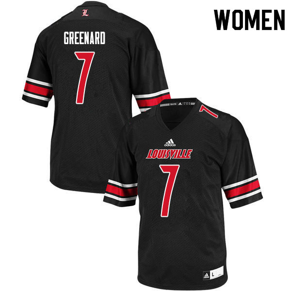 Women #7 Jon Greenard Louisville Cardinals College Football Jerseys Sale-Black